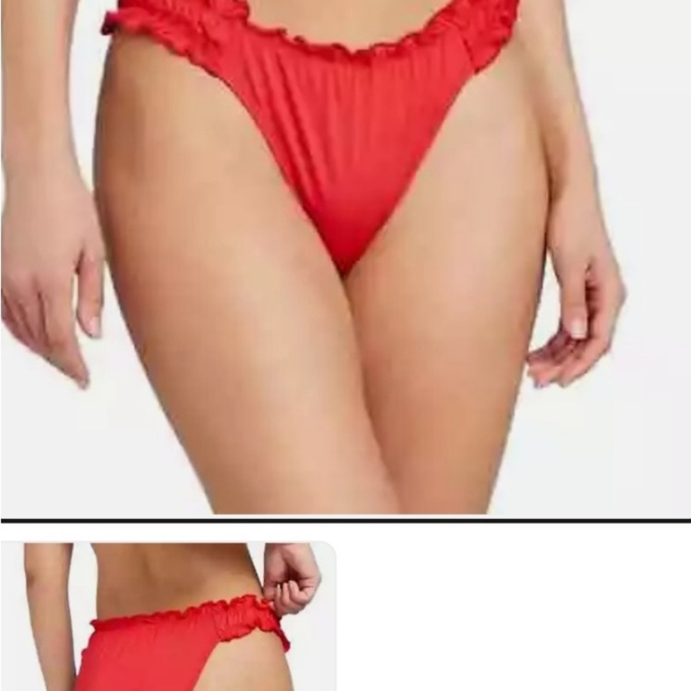 New-Red Ruffle Bikini Bottom